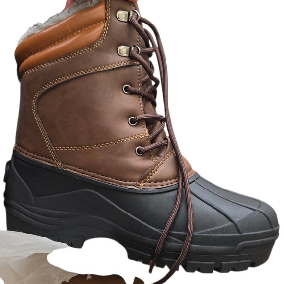 NIB Mishansha Men's Brown and Black Snow Boots Size 8 - Picture 3 of 6